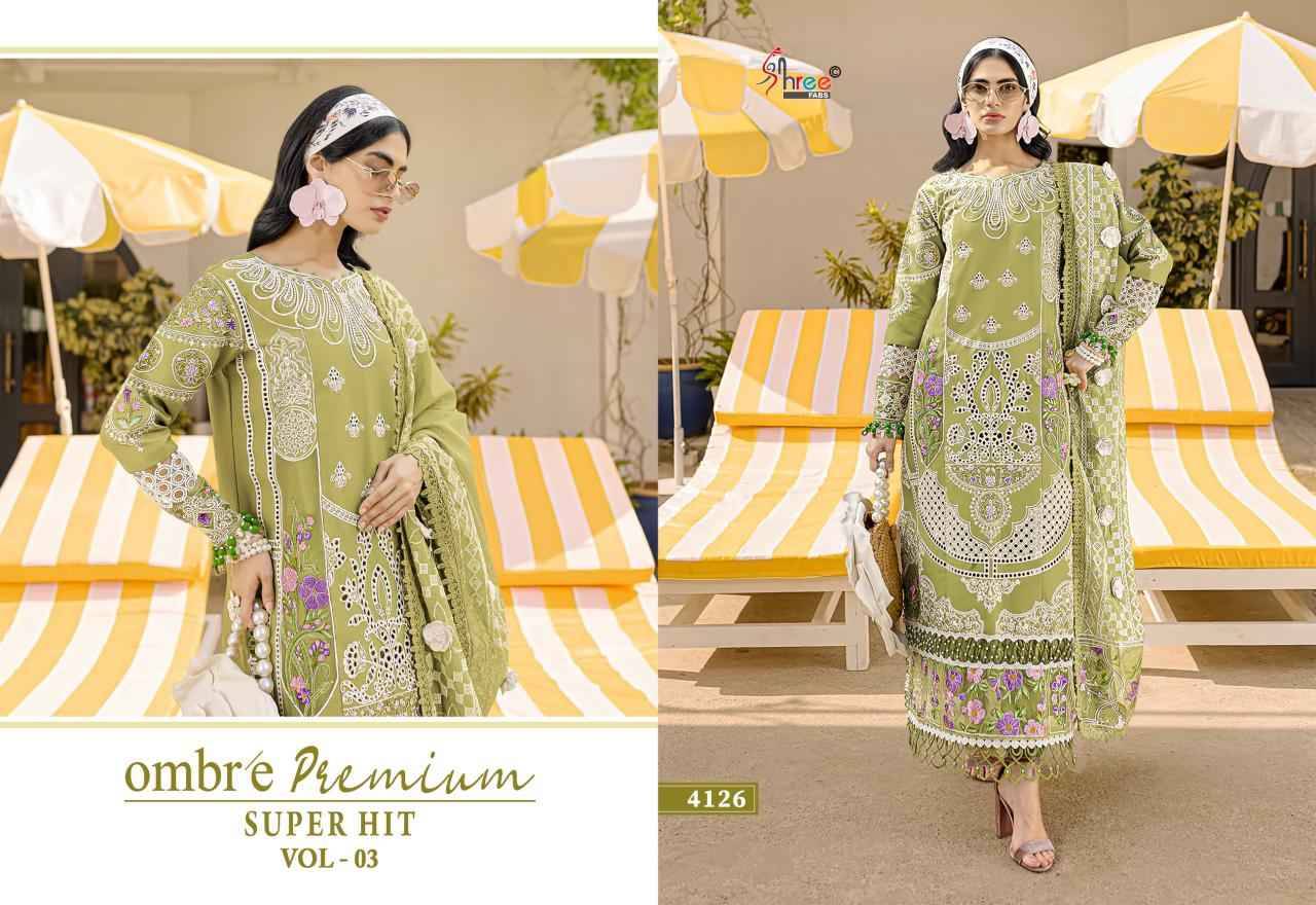 OMBRE PREMIUM SUPER HIT VOL-3 By Shree Fab 4125 to 4128 Series Beautiful Pakistani Suits Colorful Stylish Fancy Casual Wear & Ethnic Wear Pure Cotton Print Dresses At Wholesale Price